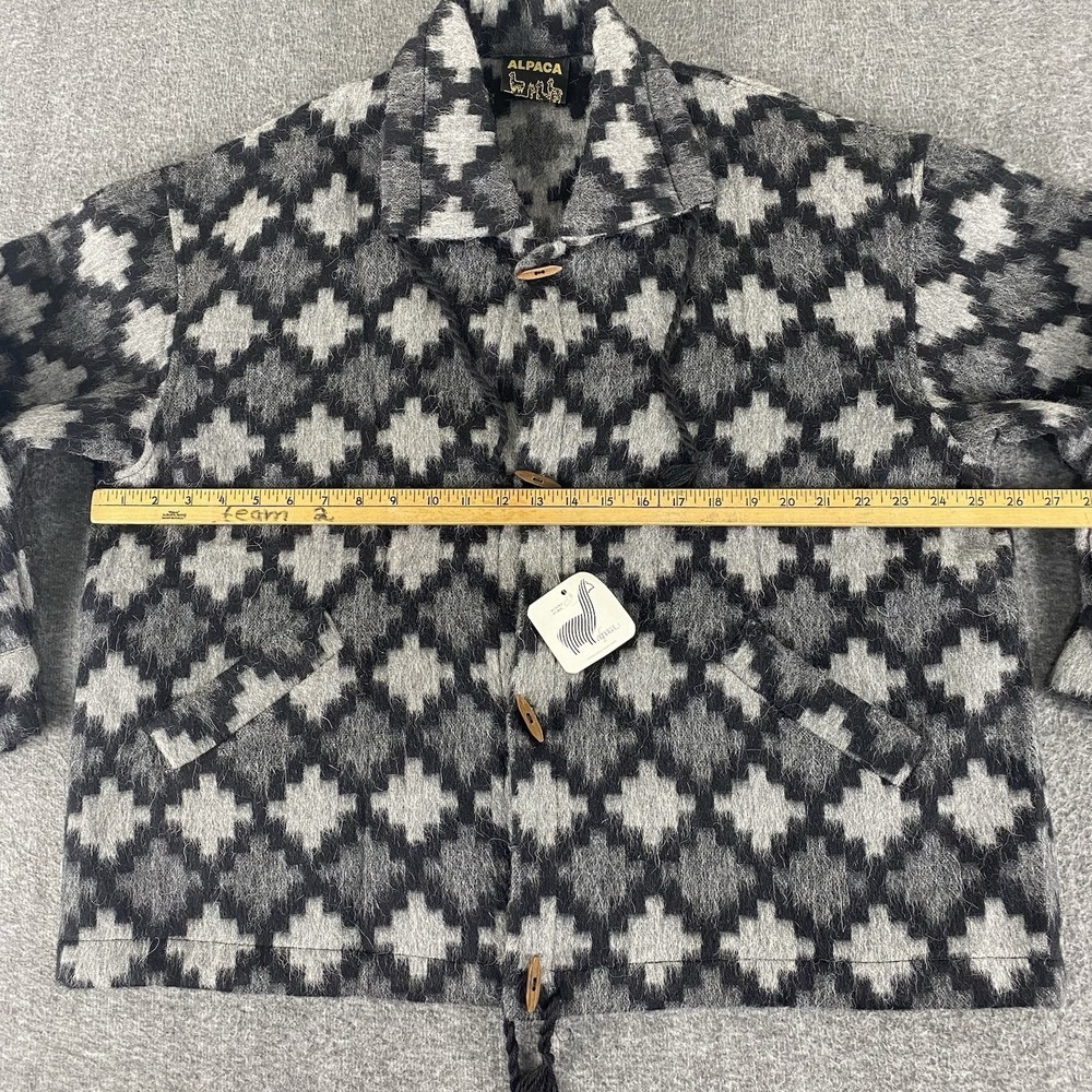 NWT Alpaca Wool Blend Southwestern Jacket Womens Gray Black 50% Alpaca Coat XL - Picture 8 of 13